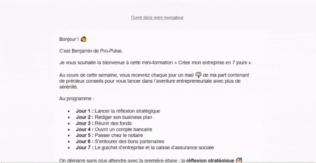 Prévisualisation de la formation de création d'entreprise